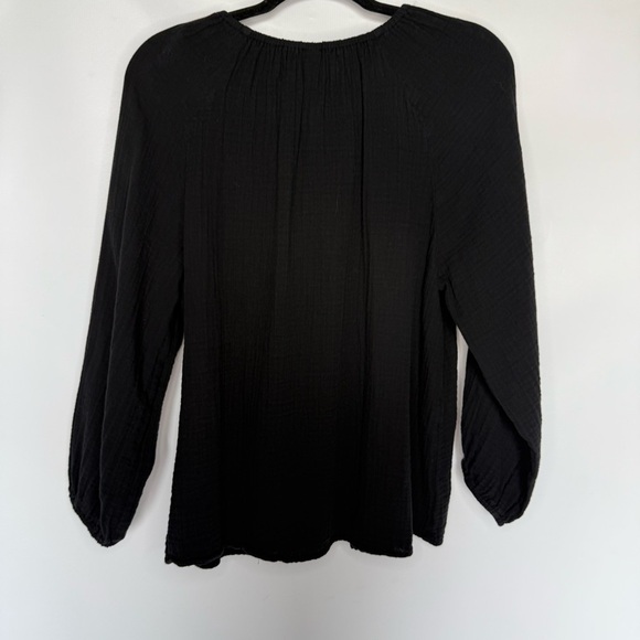 Old Navy Seersucker Rich Black Women's Blouse size large coastal cowgirl vibes - Picture 5 of 8